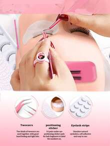 Bộ dụng cụ nối mi chuyên nghiệp, mi giả uốn cong 0.07D, nhíp, bộ dụng cụ đào tạo nối mi cho người mới bắt đầu (Màu hồng) - Hồng - Xem 6