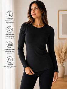 Women Thermal Underwear Tops - Black - View 5