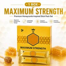 Natural Honey Jelly Sachets With Bee Pollen, Ginseng & Herbal Extract, Premium 12 Pack Full Box, 20G Per Sachet Natural Energy Supplement - 1件 - 查看 2