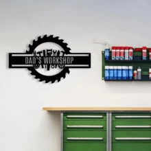 1pc Customized Metal Workshop Sign, Father's Day Gift, Customized Garage Sign, Personalized Men's Cave Decor, Mechanic Workshop Sign, Steel Garage Entrance Decoration - Black - View 9