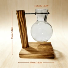 1pc Wooden Frame Glass Hydroponics Vase, Minimalist Desktop Plant Container, Glass Vase Decor, Home/Office/Living Room Decoration, Transparent - Clear - View 12