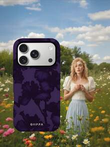 GIIPPA 1pc Deep Purple Background With Iris Flower Pattern Design, Phone 17 Pro Max Phone Case, Compatible With Phone 16 Pro Max, 15 Pro Max, 14 Pro Max, Korean-Style High-End Fashionable And Interesting Phone Case, Compatible With 11/12/13/14/15/16 Pro Max Plus, Elegant Design Suitable For Both Men And Women, Perfect Gift For Girlfriend On Easter, Wedding Season And Birthday! - Multicolor 2 - View 5