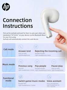 HP Wireless Semi-In-Ear Headphones - H10H, Gradient Orange, Semi-In-Ear Type-C Interface, Bluetooth 6.0 Fast Connection, Comes With Cute Cat Paw Earphone Case - View 9