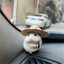 4件套可爱仓鼠汽车装饰品，迷你树脂仓鼠玩偶，带草帽，萌趣十足的汽车内饰装饰，创意中控台摆件，适用于汽车、办公室、家庭书桌，经久耐用，魅力十足，是仓鼠爱好者的理想汽车配件。 - A - 查看 7