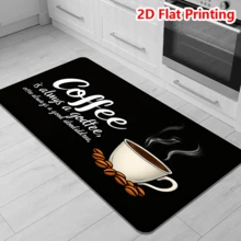 1/2/3pcs Black & White Coffee Kitchen Rugs, Soft Non-Slip Doormat Carpet For Hallway Entrance Bedroom Laundry Room Holiday Decor, Indoor Outdoor Welcome Mat - Black - View 8