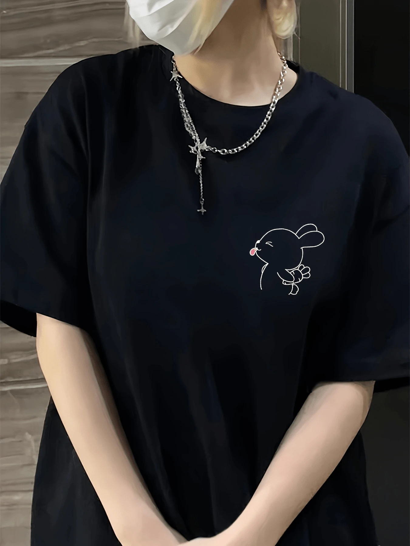 Talla grande, especial de Japón y Corea: Camiseta de manga corta para mujer de talla grande, nuevo estilo de primavera/verano, estilo coreano de ajuste holgado,  de color liso, top versátil y sencillo, top de moda y de   para mujer para el día a día, camiseta de color liso para mujer