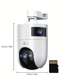 Cámara inalámbrica de red Full HD 1296P 5G, con doble lente y doble pantalla con seguimiento automático, monitor para bebés, cámara de vigilancia de callejera - En blanco y negro - Ver 13