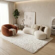 Large Soft Luxury Shaggy Rug 3.00x2.00m, Non-Slip, For Living Room And Bedroom, Various Colors - 白色 - View 1