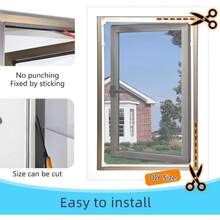 1 tấm lưới chắn cửa sổ từ tính tự lắp ráp, lưới chống muỗi và ruồi, rèm lưới chống côn trùng từ tính tự dính không cần khoan. - Khung trắng với lưới màu xám - Xem 7