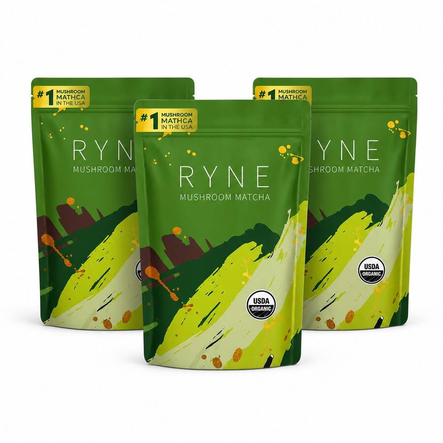 3-Pack RYNE Organic Mushroom Matcha, USDA Certified, All-Day Energy & Clarity, Morning Boost To Relaxation - 90 servings - 查看 1