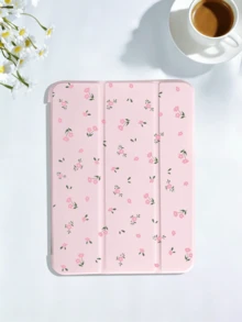 碎花与极简图案平板电脑保护套，兼容 iPad 7/8/9/10 代/Pro 12.9/Pro 11/11 代 (A16) 2025、Galaxy Tab S6 Lite / Galaxy Tab A11+ 2025，提供柔软防震保护，支持智能支架/自动唤醒/睡眠功能 - 粉色 - 查看 2