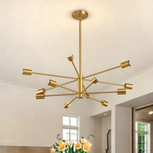 1pc 12-Light Sputnik Chandelier, Modern Gold/Black Decorative Ceiling Light, Mid-Century Branching Sputnik Pendant Lighting Fixture, Adjustable Industrial Style Ceiling Lighting For Living Room, Dining Room, Bedroom, Kitchen, Foyer, Home Decor, E26/E27 Bulb Base (Bulbs Not Included) - one-size - View 4