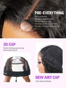 MEGALOOK 100% Brazilian Virgin Hair 3D Lace Front Wig Adjustable Drawstring Double Layer Cap No Glue Needed Pre-Plucked Hairline Natural Color 16-24 Inches Suitable For Beginner - SNatural - View 7