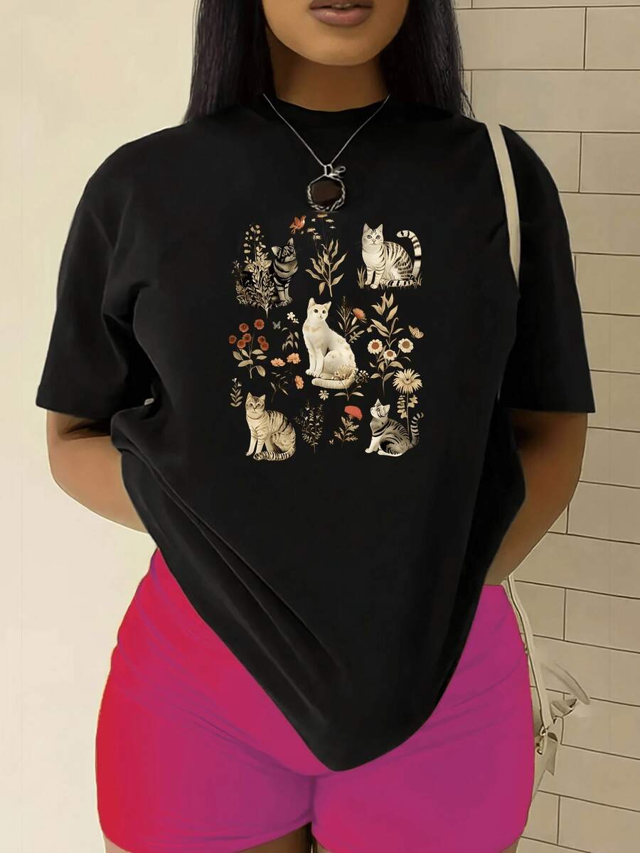 Chamiseta chic para mujer con un estilo vintage distintivo, elabor con tela suave y cómoda de manga corta. Combina simplicidad y estilo, lo que la hace i para un elegancia casual. Unieza esencial para el uso diario.