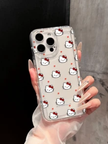 Miniso Hello Kitty Transparent Phone Case Compatible With IPhone 17 Pro Max, 17, 16 Pro Max, 15 Pro Max, 16 Pro Max, 14, 13, 12, 11, 14 Pro, 15 Plus, 12 Pro, 16 Plus, XS, 14 Pro Max, 13 Pro And Other Models, Cute Cartoon Print - Clear - View 3