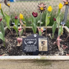 1pc Customized Dog Memorial Stake, Personalized Dog Photo Plaque, Outdoor Pet Gravestone, Condolence Gift, Pet Portrait Gift, Metal Garden Tribute - Multicolor - View 4