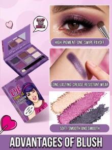 MISSLYN 1入 EYE Love It 6色眼影盤，附鏡子與刷具，高顯色、易暈染、質地滑順，長效眼妝盤，霧面、珠光與亮片妝效，適合萬聖節、派對、Y2K風格與送禮 - #2 FLAMING EYES - 查看 6