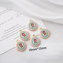 5/10pcs Zinc Alloy Double-Sided Charm Pendants, Rose, Small Flower, Polka Dot & Plaid Pattern Pendants, For DIY Jewelry Making, Necklace, Bracelet, Earring, Bag Chain, Keychain, Zipper Decor, Romantic Gift - Multicolor - View 8