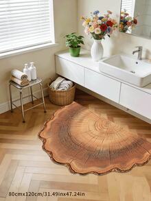 1pc Wooden Texture Asymmetric Bathroom Mat, Bathroom Rug, Door Mat, Small Rug, Carpet, Floor Mat, Home Decor, Area Rug, Outdoor Mat, Bedroom Rug, Washable Carpet - Multicolor - View 4
