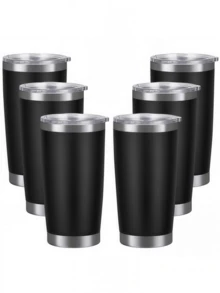 6PCS-20oz Tumbler With Lid Stainless Steel Double Wall Vacuum Insulated Tumblers Powder Coated Cups Travel Mug Keep Drinks Cold And Hot - Multicolor - View 12