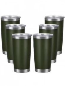 6PCS-20oz Tumbler With Lid Stainless Steel Double Wall Vacuum Insulated Tumblers Powder Coated Cups Travel Mug Keep Drinks Cold And Hot - Multicolor - View 19