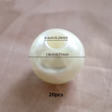10/20/50/100 hạt nhựa giả ngọc trai lỗ lớn, màu bạc/vàng/acrylic, hạt rời tự làm dùng làm đồ trang sức, phụ kiện - Trắng ngọc trai - Xem 22