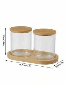 Pote de Armazenamento de Cotonetes/Bolas de Algodão/Almofadas de Algodão de 10 Onças (Conjunto de 1/2/3 Peças) - Frasco de Armazenamento de Estilo Farmacêutico para Cotonetes com Tampa de Bambu | Organizador de Banheiro Transparente - Multicolorido - Visão 10