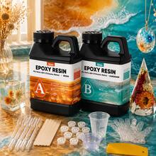 SMI Fine Kit Resin Epoksi Rasio 1:1, Set Resin Transparan Anti-Menguning, Cetakan Pengecoran, Seni Perhiasan DIY - Kuning + Hijau - View 2