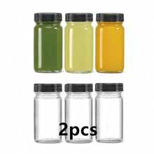 2/4/6pcs 2oz Small Glass Bottles With Black Lids - Mini Clear Jars Suitable For Travel, Ginger Juice, Healthy Drinks, Juices, Samples - Clear - View 9