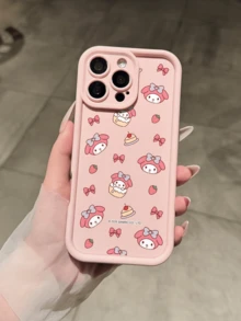 Miniso Sanrio Melody 加厚防震全包手机壳，兼容 iPhone 17 Pro Max、17、16 Pro Max、15 Pro Max、16 Pro Max、14、13、12、11、14 Pro、15 Plus、12 Pro、16 Plus、XS、14 Pro Max、13 Pro 等型号，可爱卡通图案 - 粉色 - 查看 4