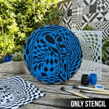 1pc Plaid Vortex Body Art Template, For Painting Background Pattern Canvas, Diary, Interior Decor, Plastic Drawing Paper, Creative Home Template - Single Piece - View 5