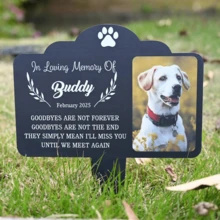 1pc Customized Dog Memorial Stake, Personalized Dog Photo Plaque, Outdoor Pet Gravestone, Condolence Gift, Pet Portrait Gift, Metal Garden Tribute - Multicolor - View 3