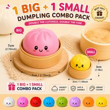 Dumpling Squishies, Glitter Dumpling , Colorful Dumplings Stress Balls Fidget Sensory Toy, Easter Basket Stuffers, Stocking Stuffers With Food Steamer Stretchy Desk ToysSmall+Large (Combination) - 彩色 - 查看 1