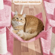Butterslay 63in Tall Cat Tree Tower With Sisal-Covered Posts, Hammock & Condo, Durable Cat Furniture Scratching Post For Indoor Cats, Beige/Green/Dark Gray/Light Gray/Black/Pink - Hồng - Xem 4