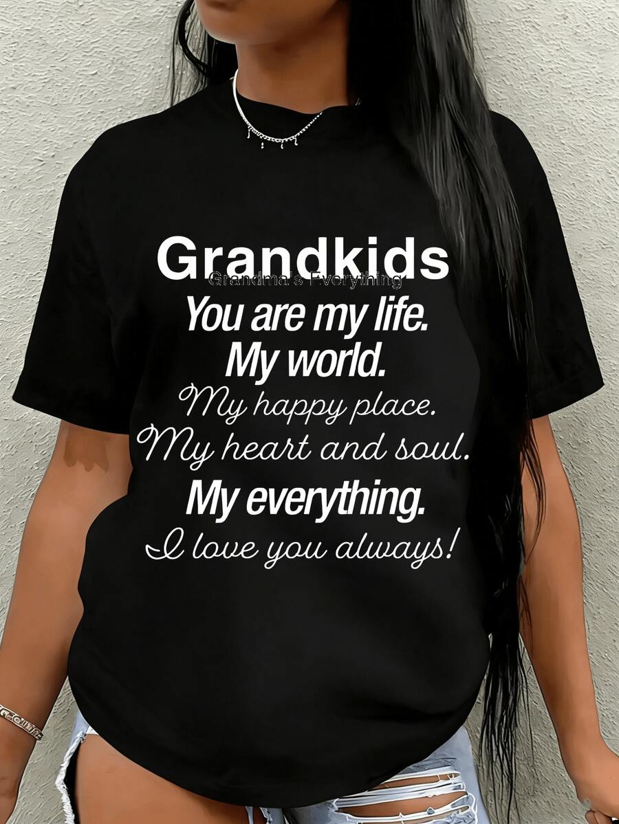 Camiseta de mujer con cuello redondo para el Día de la Madre, con un diseño fácil que es cómoda y transpirable, perfectara outfi casuales diarios. Destaca un look l y elegante.