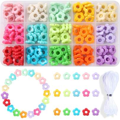 20pcs/Box Random Mixed Color Flower Beads (Approx. 120pcs/Box) Flower Beads Set, For DIY Handmade Bracelets, Earrings, Necklaces, Phone Straps, Bag Charms, Jewelry, Crafts, Gift Making Supplies (Random Colors)