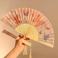 1件/3件/4件 新款中式古典手持摺扇，便攜竹扇，蝴蝶圖案，適合夏季使用，優雅女性手扇，可搭配漢服或旗袍，適用於舞蹈、戲劇道具、攝影道具、室內裝飾，亦適合作為生日、婚禮、情人節、畢業季、母親節送給親友的禮物 - 新中式女士手扇 - 查看 13