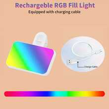 RGB Portable Selfie Fill Light Video Conference Light, With Phone Clip, Clip-On LED Light, Suitable For Video Conferencing, 3 Lighting Modes, Rechargeable, Portable, Suitable For Laptop/Phone/Tablet/Zoom Call/Makeup - White - View 2