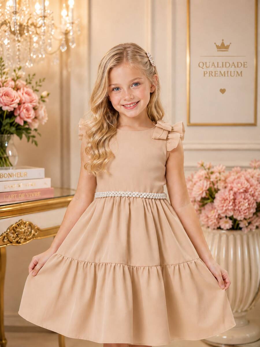Children's Dress Youth Luxury Enchanted Princess Party Birthday Christmas New Year Baptism Elegant Fine Delicate Ruffle Girl Fashionista Chic Glamor Charm Style Blogger Monthly Event Ceremony Wedding Flower Girl Special Gift Glamor Classic Sophisticated Modern Charm Graceful Comfortable Rounded Waisted Ruffle Double Shoulder Bow Back Soft Premium Fabric Fluid Comfort Summer Spring Autumn Winter Complete Look Photography Smash Cake Outing Family Shine Enchantment Beauty Sweet Charm Pure Innocence Childish Joy Sweetness Charming Party Clothing Children's Fashion Exclusive Luxurious Collection Highlight Elegance Unique Style Originality Quality Perfection Love Refined Detail Haute Couture Charm Girl Little Princess Princess Children's Classic Timeless Beautiful Wonderful Glamorous Charming Stylish Sophisticated Premium Exclusive Elegant Charming Refined Comfortable Fashion - 裸體 - 查看 1