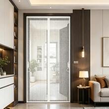 Magnetic White Anti-Mosquito Screen Door, High Density Mesh, No Drilling Adhesive Tape Installation, Durable, Summer Home Insect Barrier, Suitable For Bedroom, Living Room, Entrance, Balcony, Invisible Screen Door With Hooks On Both Sides, Easy To Disassemble And Clean - White Square Hole Hook - View 3