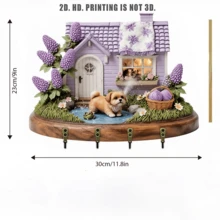 1 pieza Gancho para llaves de casa colorido, decorado con patrones de conejo, huevo y floral, adecuado para decoración principal de Pascua, decoración del hogar, colgar llaves y uso en el baño - Champán - Ver 7