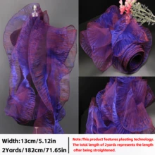 2 Tamaños de Tela de Gasa Degradada de Sirena con Volante, Plisado 3D de Organza | Encaje Grande Recorte de Tela | Dobladillo de Falda DIY/Envolver Ramo/Decoración Floral DIY/Tocado/Recorte de Vestido de Noche | Tela de Vestuario de Escenario - azul real - Ver 18