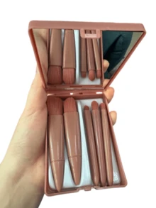 5件套化妆刷套装,带镜子,迷你便携化妆刷套装,包含散粉刷、轮廓刷、腮红刷、眼影刷和遮瑕刷,旅行化妆刷套装 - 均碼 - 查看 7