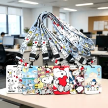 Bộ 1 ví đựng thẻ và dây đeo in hình Snoopy graffiti, hộp đựng thẻ ID di động hoạt hình, đồ dùng học tập/văn phòng phẩm. - Nhiều màu - Xem 2