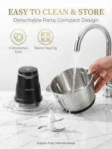 SOKANY 400W Electric Meat Grinder, 2L 304 Stainless Steel Food Chopper With 2 Speed Control, Multi-Function Mini Food Processor For Meat Vegetables Garlic, Detachable Dishwasher Bowl For Family Cooking - Silver - View 10