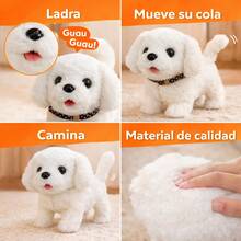 [Regalo para el Dia del Nifio] Perro de peluche inteligente,perro robot inteligente, camina, ladra, mueve la cola, juguetede compafiia para nifios,regalo de cumpleafios para nifios ynifias, juguete interactivo, adecuado como regalo paraNavidad, Afio Nuevo, cumpleafios, Dia del Nifio y Pascua. - Blanco - Ver 2