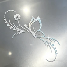 1 Miếng Dán Hình Bướm và Hoa cho Xe Ô Tô - Miếng Dán Đính Đá Lấp Lánh, Chất Liệu Vinyl Bóng Tự Dính, Thiết Kế Hoạt Hình, Thích Hợp Cho Xe Ô Tô - A - Xem 6