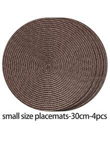 4/6pcs Brown PP Handwoven Placemats, Round Woven Placemats, Heat Insulation Pads, Decorative Mats, Best Selling, Multiple Colors Available, Table Mats, Wrinkle-Resistant Placemats, Suitable For Birthday, Christmas, Housewarming, Celebration, Holiday Party, Family Gathering, Etc. (The 38cm Size Is Suitable For Large Tables, The 30cm Size Is Suitable For Small Tables, And There Are Also 12cm Cute Coasters Available.) - Brown - View 16