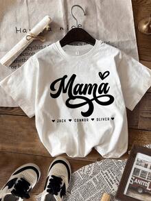Camiseta manga corta cuello redondo 100% algodón, estampado trendy, tejido ligero y ventilado, estilo moda casual, apta para vida diaria, salidas informales y citas en primavera, verano y otoño - Blanco - Ver 7