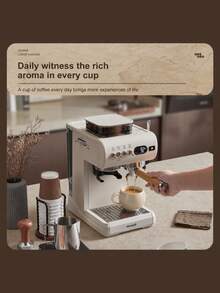 AEOMJK Espresso Machine With Grinder, All-In-One Semi-Automatic Espresso Machine, Built-In Bean Grinder, Milk Frothing Steam Wand, Digital Display, Adjustable Grind Settings, Suitable For Espresso, Latte, Cappuccino, Americano, Home Coffee Machine For Kitchen, Office And Coffee Bar - Multicolor - View 8